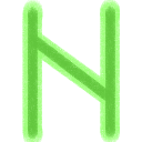 The Elder Furthark rune ᚺ or hagalaz, in green with a lime green outline